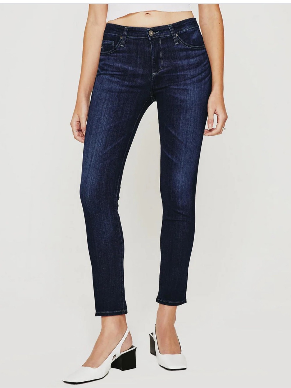 AG Adriano Goldschmied The Prima Mid-Rise Cigarette Jean in Dark Wash